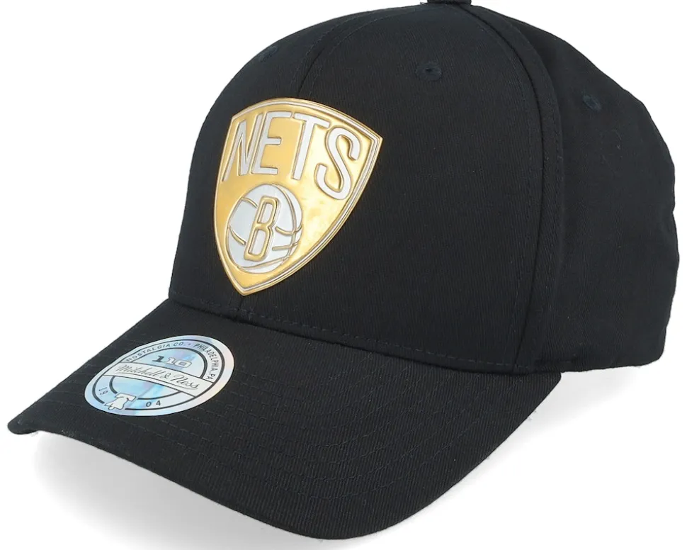 Brooklyn Nets Metallic Weald Black Adjustable - Mitchell & Ness