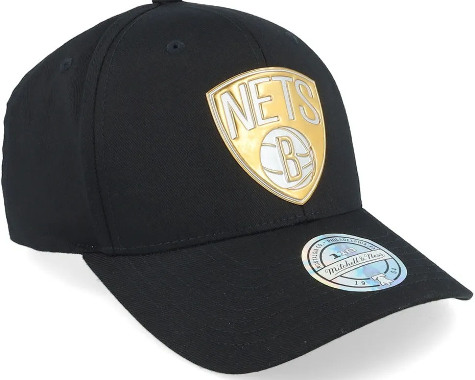 Brooklyn Nets Metallic Weald Black Adjustable - Mitchell & Ness