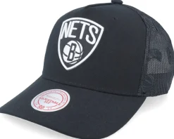 Brooklyn Nets Monogram Black A-frame Trucker - Mitchell & Ness