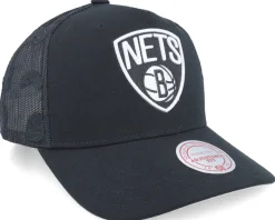 Brooklyn Nets Monogram Black A-frame Trucker - Mitchell & Ness