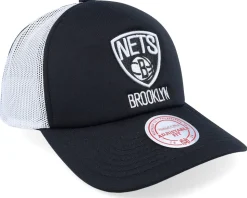 Brooklyn Nets Off The Backboard Black/White Trucker - Mitchell & Ness