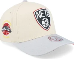 Brooklyn Nets Off White/Grey/Red Uv A-frame Adjustable - Mitchell & Ness