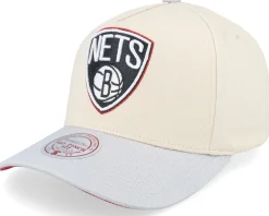 Brooklyn Nets Off White/Grey/Red Uv A-frame Adjustable - Mitchell & Ness