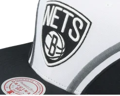 Brooklyn Nets Overhead White Snapback - Mitchell & Ness