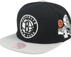 Brooklyn Nets Patch Overload Black/Grey Snapback - Mitchell & Ness