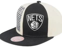 Brooklyn Nets Pop Panel Off White/Black Snapback - Mitchell & Ness