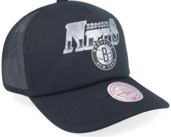 Brooklyn Nets Rock On Black Trucker - Mitchell & Ness