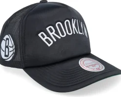Brooklyn Nets Satin Black Trucker - Mitchell & Ness
