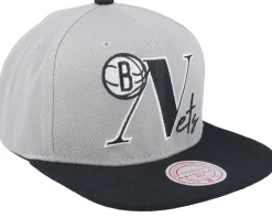 Brooklyn Nets Top Letter Grey Snapback - Mitchell & Ness
