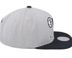 Brooklyn Nets Top Letter Grey Snapback - Mitchell & Ness