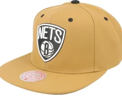 Brooklyn Nets Wheat Tc Tan Snapback - Mitchell & Ness