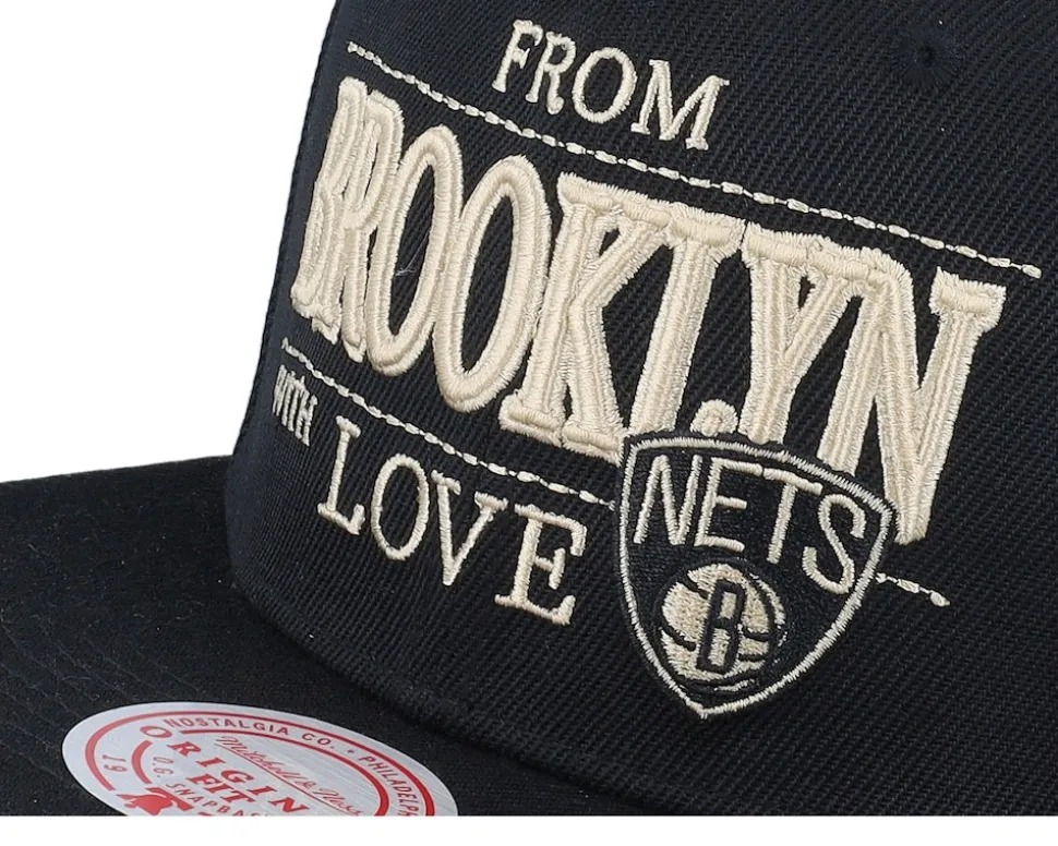 Brooklyn Nets With Love Black Snapback - Mitchell & Ness