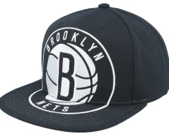 Brooklyn Nets XL Logo Black Snapback - Mitchell & Ness