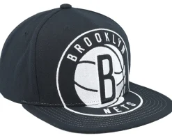 Brooklyn Nets XL Logo Black Snapback - Mitchell & Ness
