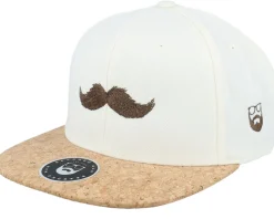 Brown Moustache Movember Natural/Cork Snapback - Bearded Man
