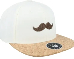 Brown Moustache Movember Natural/Cork Snapback - Bearded Man