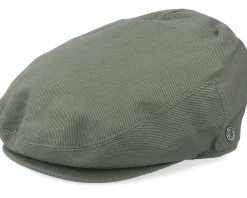 Brushed Cotton Olive Green Flat Cap - Jaxon & James
