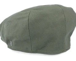 Brushed Cotton Olive Green Flat Cap - Jaxon & James