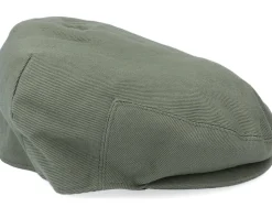 Brushed Cotton Olive Green Flat Cap - Jaxon & James
