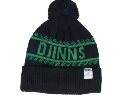 Bubble Beanie Winter Jacquard Black/Green Pom - Djinns