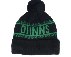Bubble Beanie Winter Jacquard Black/Green Pom - Djinns