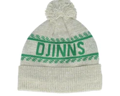 Bubble Beanie Winter Jacquard Sand/Green Pom - Djinns