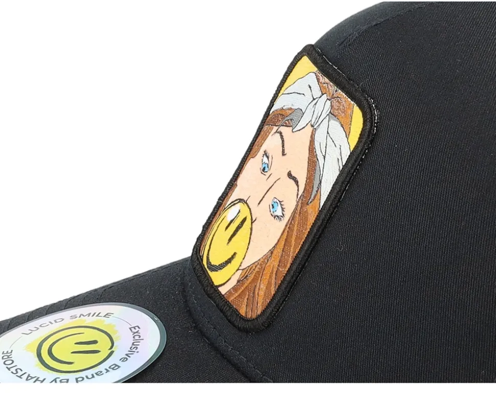 Bubblegum Smile Patch Black A-framed Trucker - Lucid Smile