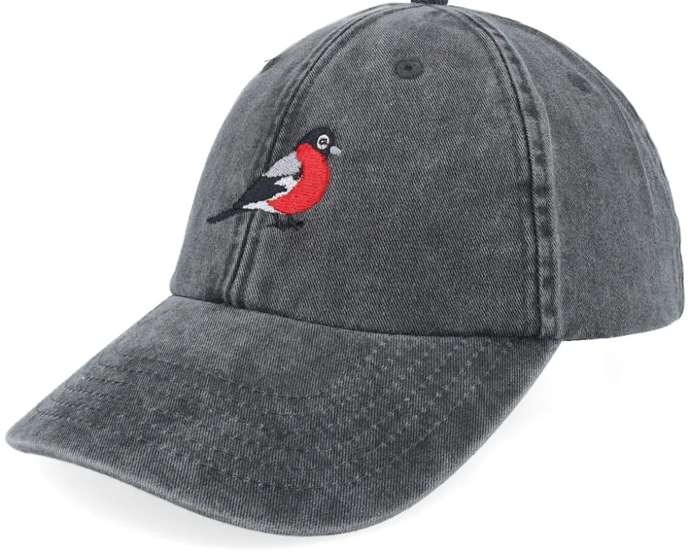 Bullfinch Bird Vintage Washed Black Dad Cap - Iconic