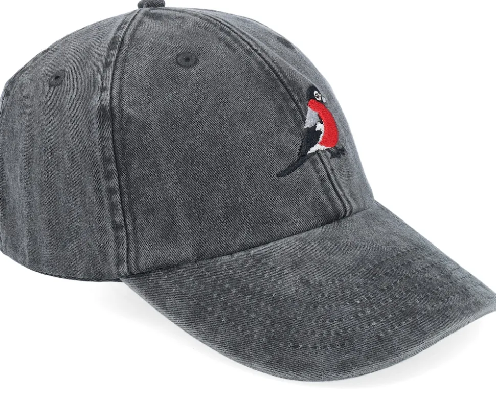 Bullfinch Bird Vintage Washed Black Dad Cap - Iconic