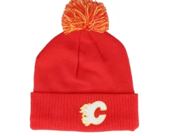 Calgary Flames NHL Cuff Beanie Red Pom - Adidas