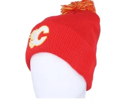 Calgary Flames NHL Cuff Beanie Red Pom - Adidas