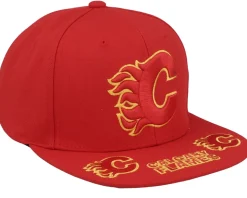 Calgary Flames Vintage Hat Trick Red Snapback - Mitchell & Ness