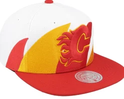 Calgary Flames Vintage Sharktooth White/Red Snapback - Mitchell & Ness