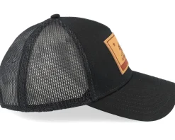 Calif Twill Valin Leather Patch Black Trucker - American Needle