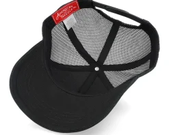 Calif Twill Valin Leather Patch Black Trucker - American Needle