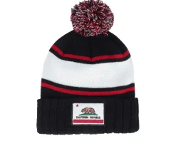 California Pillow Line Knit Black/Ivory/Red Pom - American Needle