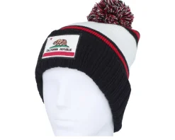 California Pillow Line Knit Black/Ivory/Red Pom - American Needle