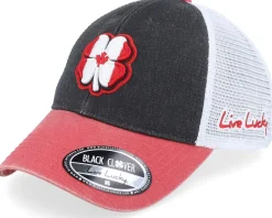 Canada Two Tone Vintage Black/Red/White Mesh Trucker - Black Clover