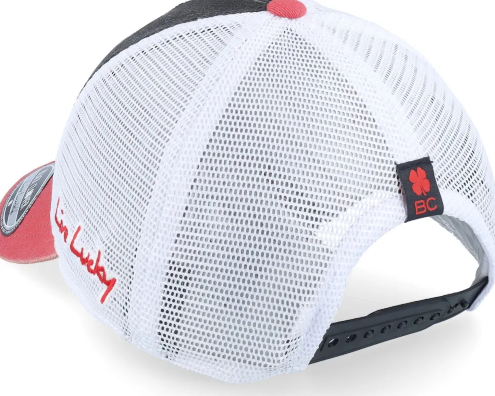 Canada Two Tone Vintage Black/Red/White Mesh Trucker - Black Clover
