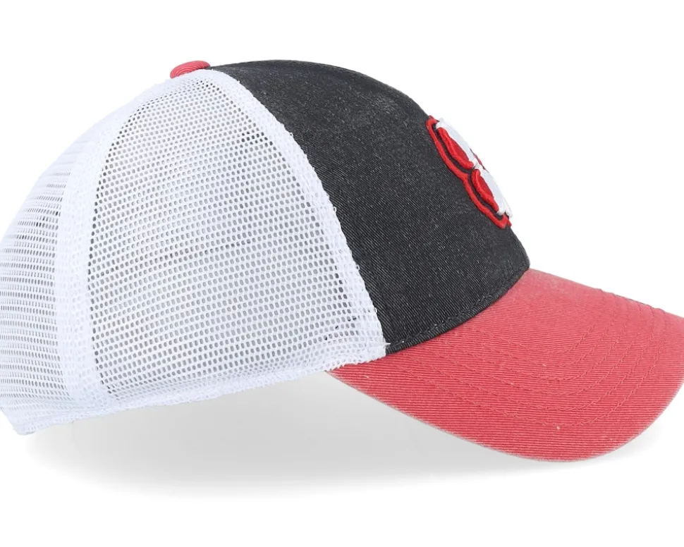 Canada Two Tone Vintage Black/Red/White Mesh Trucker - Black Clover