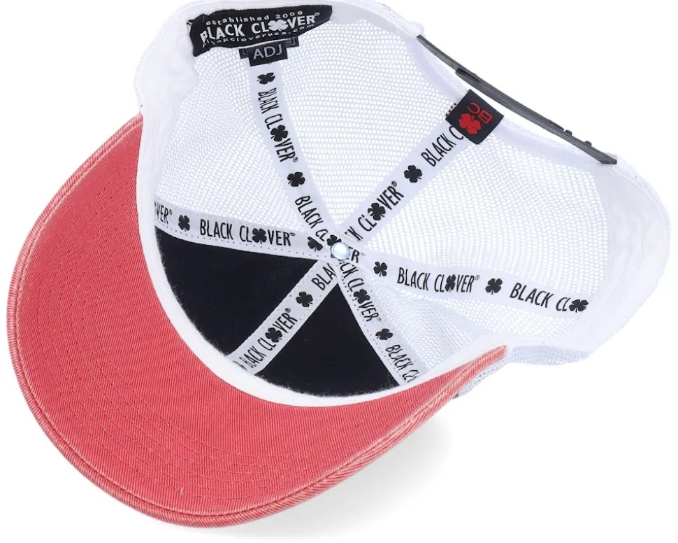 Canada Two Tone Vintage Black/Red/White Mesh Trucker - Black Clover