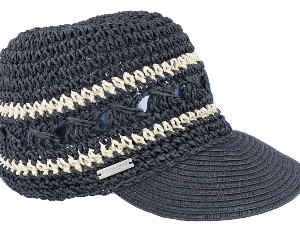 Cap In Fancy Paper Crochet Black Fitted - Seeberger