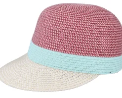 Cap In Stripe Design Fuchsia-Aqua Fitted - Seeberger