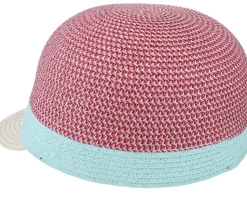 Cap In Stripe Design Fuchsia-Aqua Fitted - Seeberger