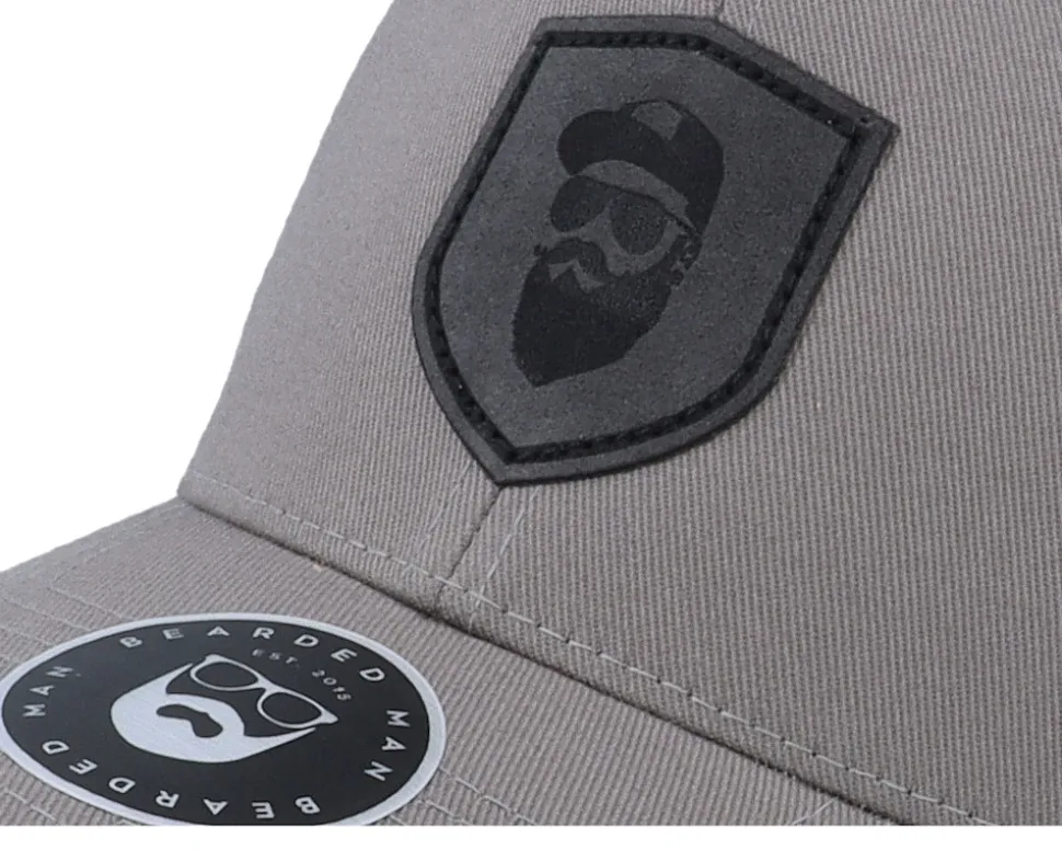 Cap Man Badge Patch Grey Flexfit - Bearded Man