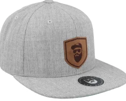 Cap Man Badge Patch Heather Grey Snapback - Bearded Man