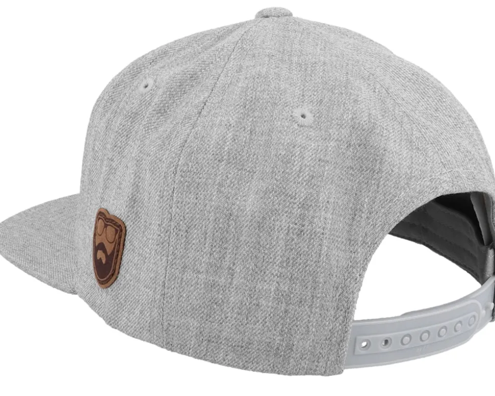 Cap Man Badge Patch Heather Grey Snapback - Bearded Man