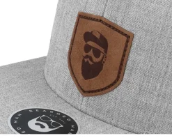 Cap Man Badge Patch Heather Grey Snapback - Bearded Man