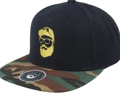 Cap Man Black/Camo Snapback - Bearded Man