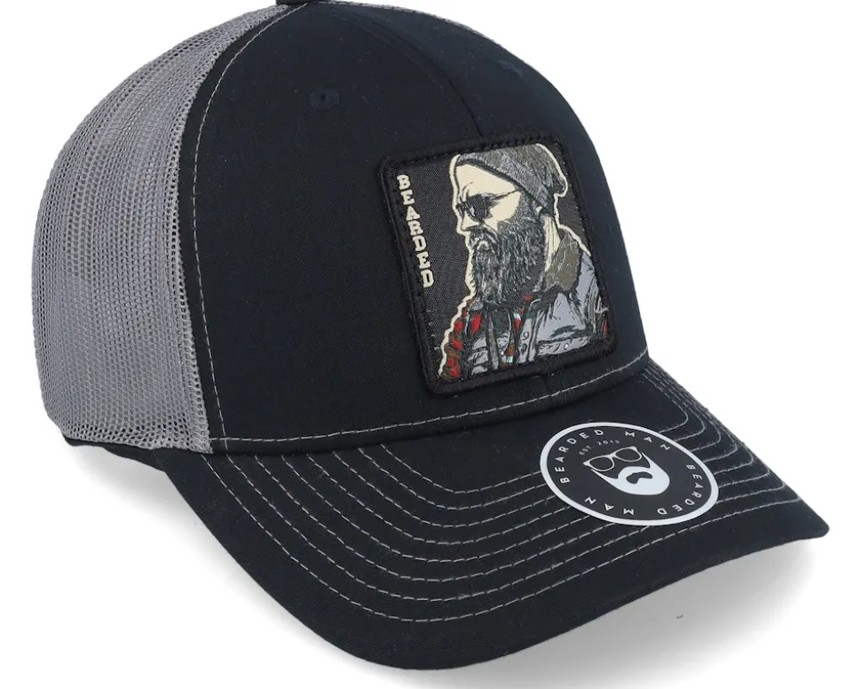 Cap Man Modern 112 Split Black/Charcoal Trucker - Bearded Man